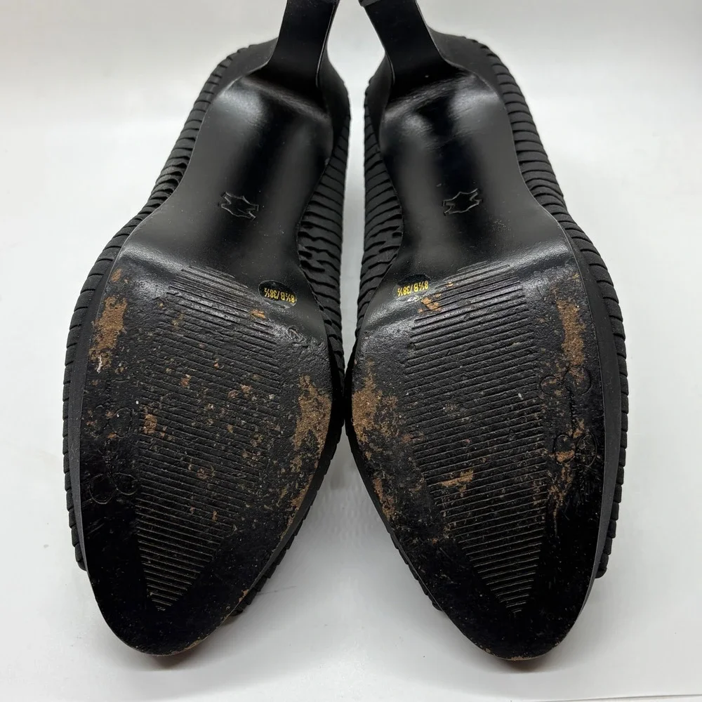 Jessica Simpson Black Pleated Peep Toe Platform Pumps Heels Womens 8.5B 38.5